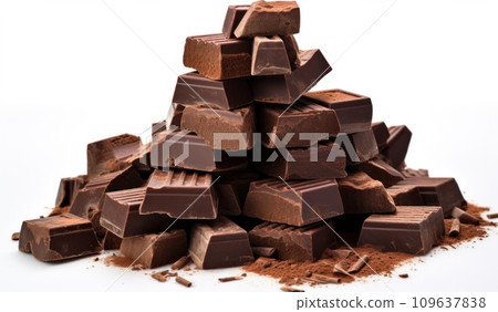 an image showing pieces of chocolate over a white background an image showing pieces of chocolate over a white background 109637838