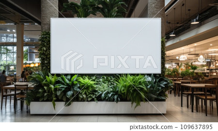 an oversized white board in a shopping mall 109637895