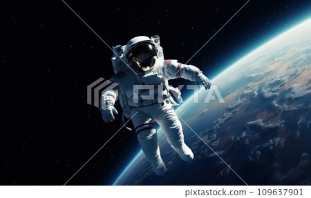 astronaut in space on a rock astronaut in space on a rock 109637901