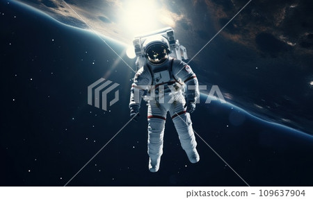 astronaut in space on a rock 109637904
