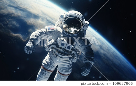 astronaut in space on a rock 109637906
