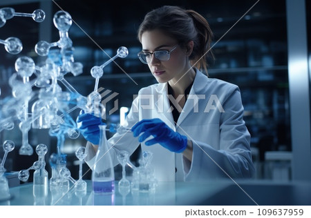 female chemistry scientist working in the laboratory 109637959
