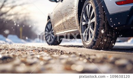 car tire in the snow car tire in the snow 109638120