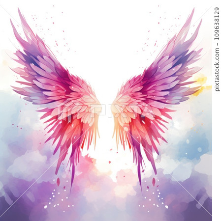 free vector illustration of colorful watercolor wings with abstract background 109638129