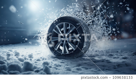 car tire in the snow 109638133