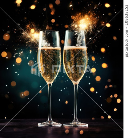 champagne glasses with sparklers on them champagne glasses with sparklers on them 109638152