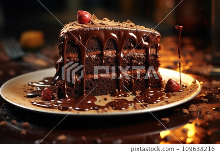 chocolate cake with chocolate ganache chocolate cake with chocolate ganache 109638216