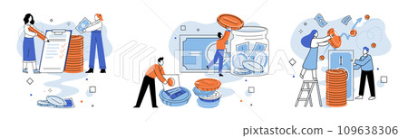 Crowdfunding. Vector illustration. Crowdfunding enables individuals to be part journey from ideto realization Financial support fuels further innovation and research in crowdfunding Donations Crowdfunding. Vector illustration. Crowdfunding enables individuals to be part journey from ideto realization Financial support fuels further innovation and research in crowdfunding Donations 109638306