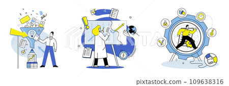 Machine learning vector illustration. Virtual reality technologies, powered by machine learning, provide immersive digital experiences Education systems leverage machine learning to analyze student 109638316