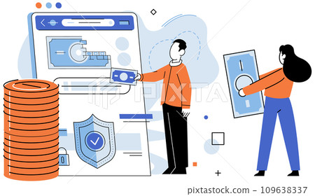 Crowdfunding. Vector illustration. Crowdfunding platforms provide space for entrepreneurs to showcase their ideas The financial contributions backers lead to breakthroughs in crowdfunding campaigns Crowdfunding. Vector illustration. Crowdfunding platforms provide space for entrepreneurs to showcase their ideas The financial contributions backers lead to breakthroughs in crowdfunding campaigns 109638337