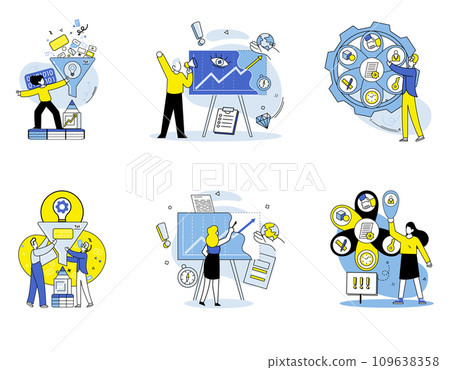 Machine learning vector illustration. The analysis engineering data using machine learning algorithms improves efficiency and optimizes processes The tech industry thrives on continuous innovation Machine learning vector illustration. The analysis engineering data using machine learning algorithms improves efficiency and optimizes processes The tech industry thrives on continuous innovation 109638358