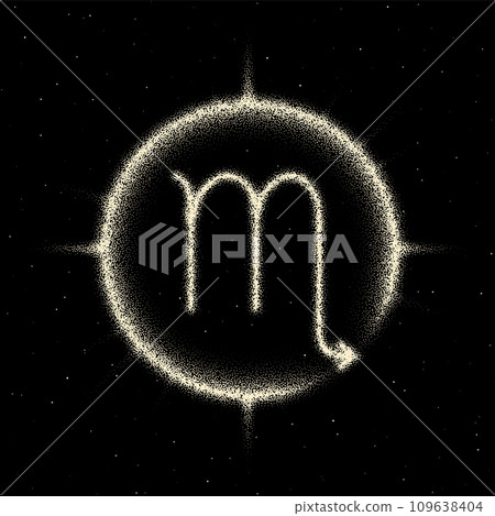 Astrology Zodiac sign of Scorpio in retro dotwork style. Horoscope element for, New Years prognosis 109638404