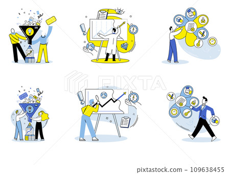 Market analysis vector illustration. A well defined marketing plan aligned with market analysis is crucial for targeting right audience Success in market requires analyzing market trends and adapting 109638455