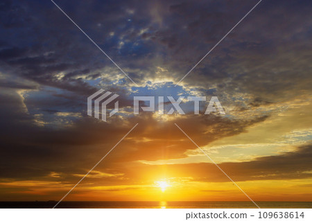 Sunset with beautiful colors of sky on horizon is stunning 109638614