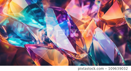 Abstract rainbow crystal background. Gem stone rock crystal texture 109639032