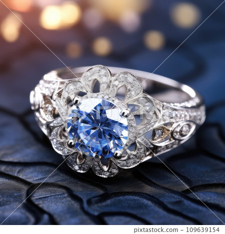 Luxury diamond ring on shiny background Luxury diamond ring on shiny background 109639154