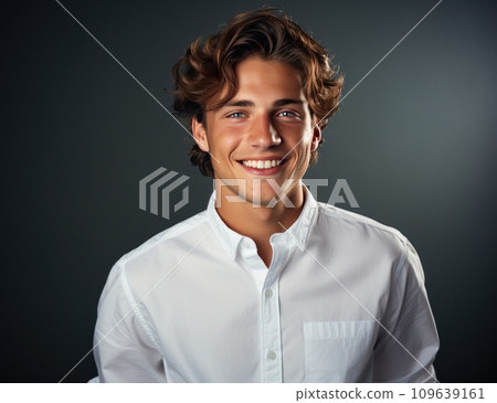 smiling portrait of a man dressed in white shirt - Stock Illustration ...