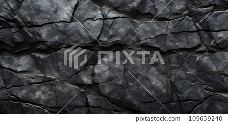 Rock texture with cracks. Black stone background with copy space for design. Wide banner. Rock texture with cracks. Black stone background with copy space for design. Wide banner. 109639240