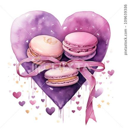 macarons, hearts, keys and more in gold 109639386