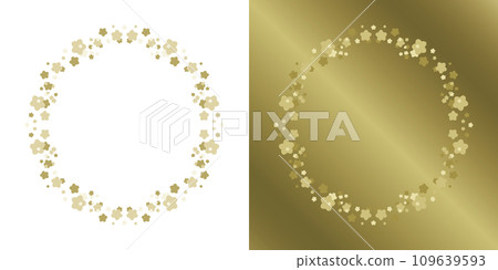 Material_Frame set_Spring decorative frame with cherry blossom motif. A luxurious gold surround design. No characters Material_Frame set_Spring decorative frame with cherry blossom motif. A luxurious gold surround design. No characters 109639593