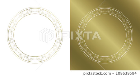 Material_Frame set_Spring decorative frame with cherry blossom motif. A luxurious gold surround design. No characters 109639594