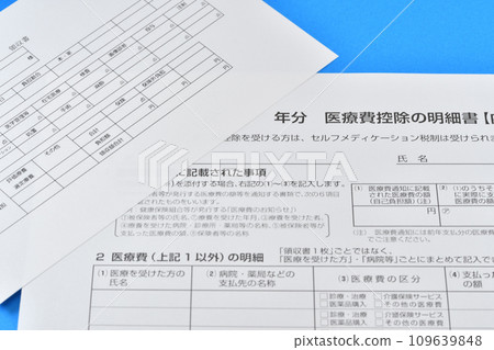 Medical expense deduction statement and receipt 109639848