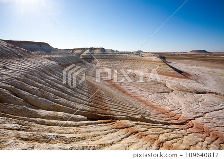 Kyzylkup rock strata landscape, Mangystau desert, Kazakhstan 109640812