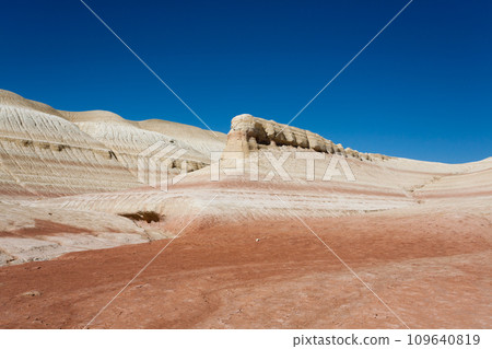 Kyzylkup plateau landscape, Mangystau desert. Rock strata formations 109640819