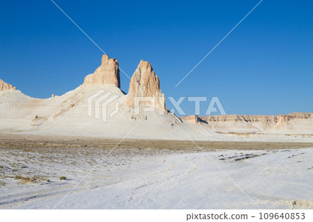 Rock pinnacles in Bozzhira valley view, Kazakhstan 109640853