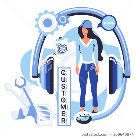Client support vector illustration. The organizations commitment to client support reflects in its seamless online services In digital era, client support bridges gap, offering online assistance 109640874