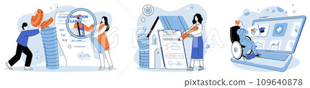 Insurance policy vector illustration. Safety is ink, and document is canvas painting picture well-being The contract is safety net, catching you in embrace financial security during crises 109640878