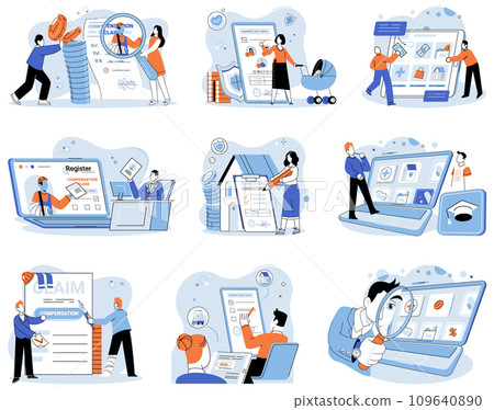 Insurance policy vector illustration. The contract is safety net, catching you in embrace financial security during crises Protection services are financial guardians, standing watch over temple 109640890