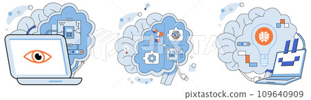 Artificial intelligence vector illustration. Internet explorers delve into realms digital intelligence, powered by algorithms Artificial intelligence, virtuoso technology, orchestrates digital 109640909