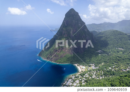 Drone Aerial of Petit Piton on St Lucia Drone Aerial of Petit Piton on St Lucia 109640939