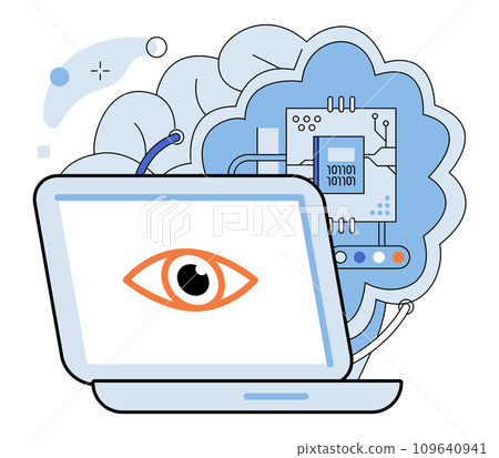 Artificial intelligence vector illustration. Artificial intelligence, virtuoso technology, orchestrates digital symphony progress In cyberspace, virtual assistant is guiding star in labyrinth 109640941