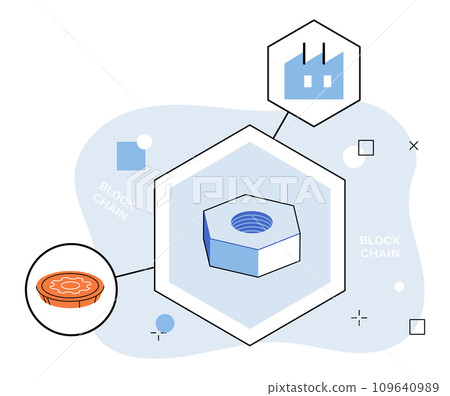 Blockchain industry vector illustration. Cryptocurrency is heartbeat echoing in corridors blockchain economy Industry 4.0 thrives on synergy between blockchain and digital innovation 109640989