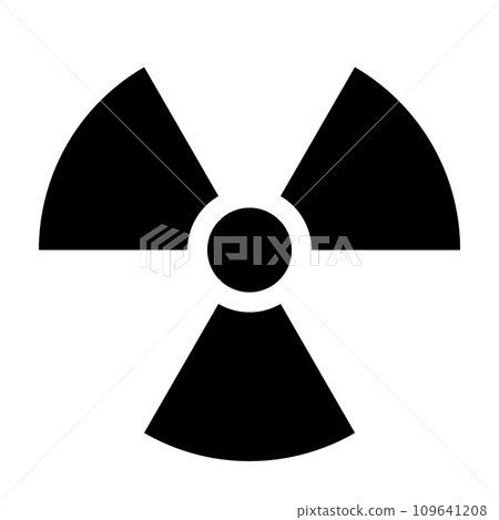 radiation warning sign, black and white hazard symbol, vector isolated on white 109641208