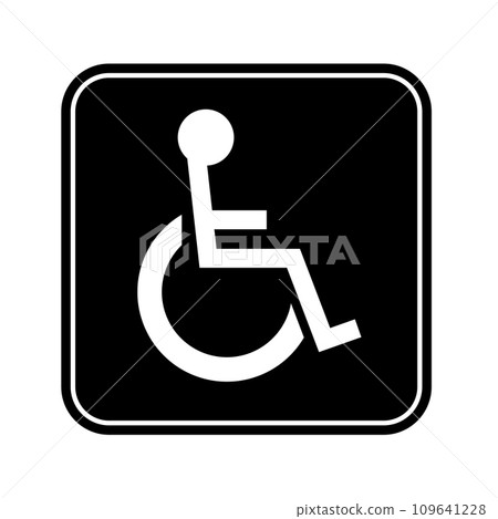 Automobile traffic sign icon mark symbol wheelchair sign black and white vector data 109641228