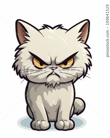 AI-generated content. Evil Kitten sticker in cartoon style isolated isolated, AI 109641529