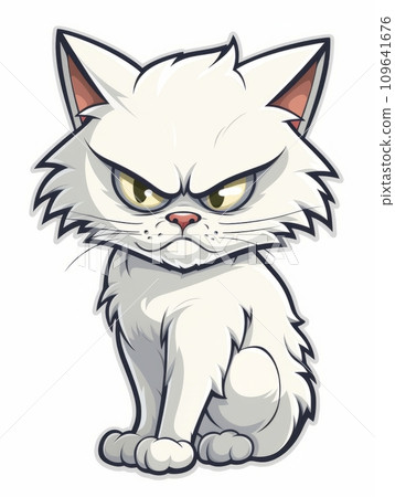 AI-generated content. Evil Kitten sticker in cartoon style isolated isolated, AI AI-generated content. Evil Kitten sticker in cartoon style isolated isolated, AI 109641676