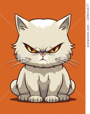 AI-generated content. Evil Kitten sticker in cartoon style isolated isolated, AI AI-generated content. Evil Kitten sticker in cartoon style isolated isolated, AI 109641677