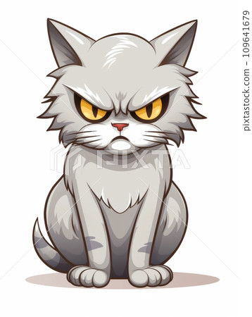 AI-generated content. Evil Kitten sticker in cartoon style isolated isolated, AI 109641679