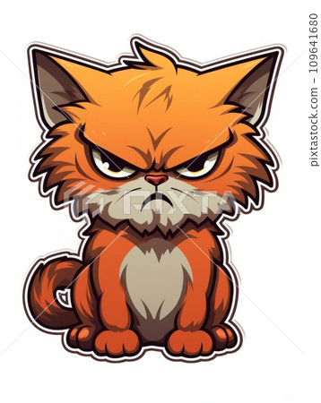 AI-generated content. Evil Kitten sticker in cartoon style isolated isolated, AI 109641680