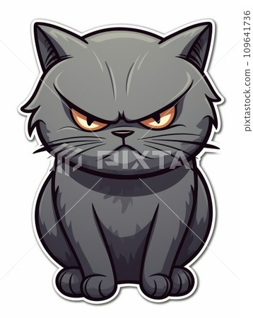 AI-generated content. Evil Kitten sticker in cartoon style isolated isolated, AI 109641736