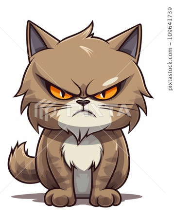AI-generated content. Evil Kitten sticker in cartoon style isolated isolated, AI 109641739