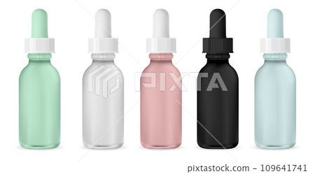 Pipette dropper bottle. Glass container for cosmetic serum 109641741