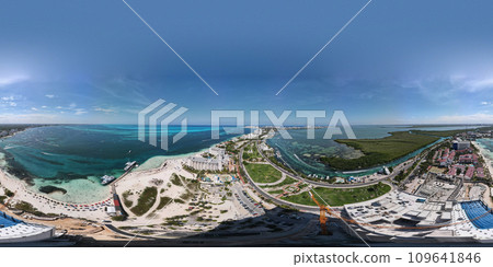 Aerial view of Cancun hotel zone, Mexico 109641846