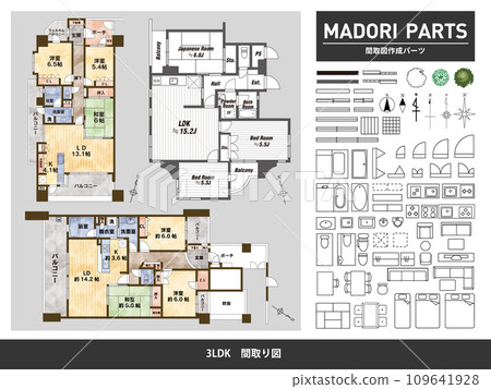 Floor plan and creation parts 02_3LDK 109641928