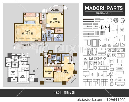Floor plan and creation parts 02_1LDK Floor plan and creation parts 02_1LDK 109641931