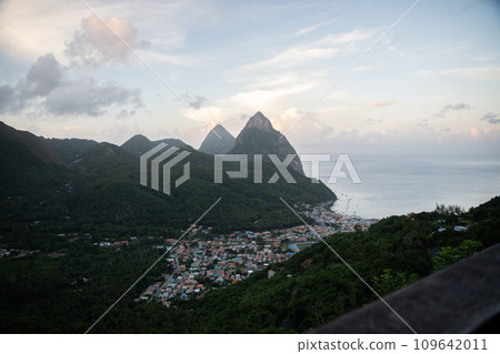 Drone Aerial of Soufriere on St Lucia Drone Aerial of Soufriere on St Lucia 109642011